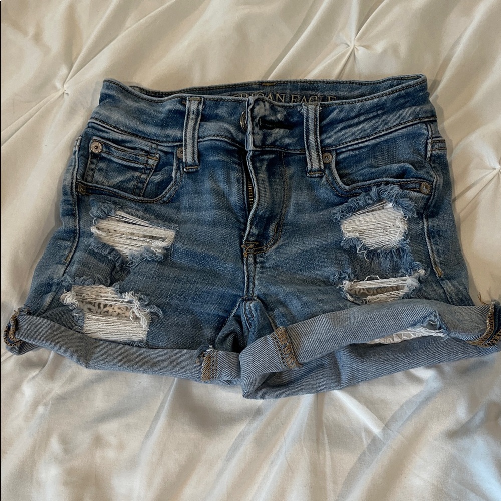 American Eagle Distressed Blue Jean Shorts